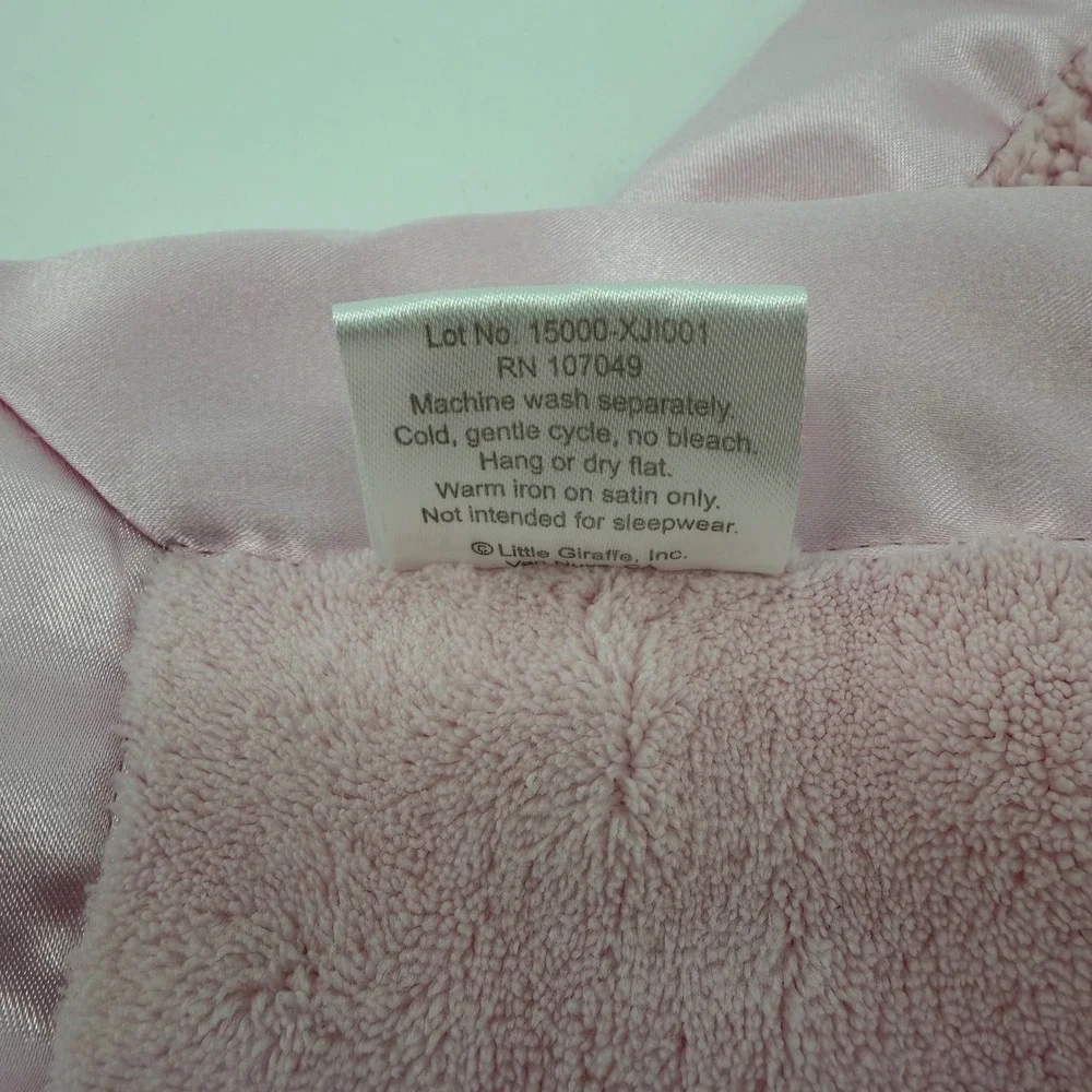 Little Giraffe Chenille Baby Blanket Pink Satin Ruffle Border Plush Crib Wrap 30